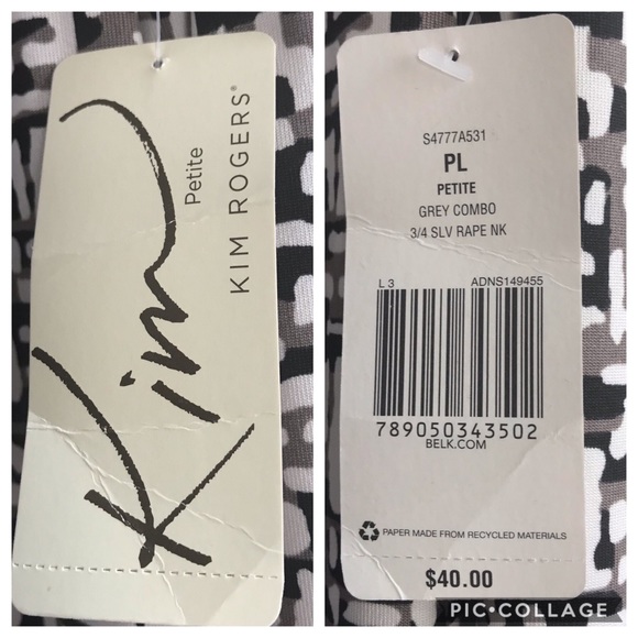 4/$20 Kim Rogers Petite PL Blouse Buckle Shoulder - Picture 8 of 8